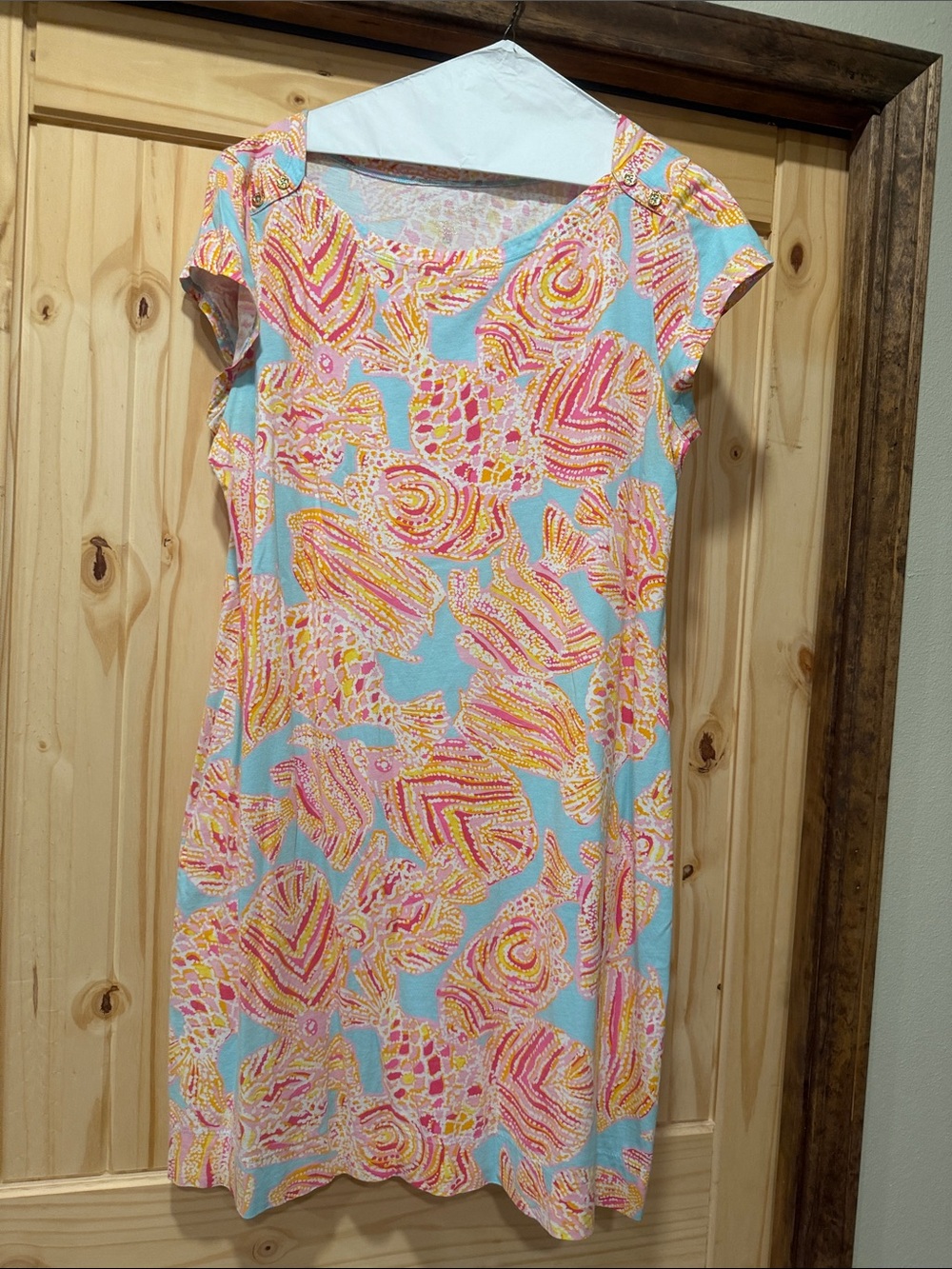 Lilly Pulitzer Blue Pink Yellow Printed Midi Dress